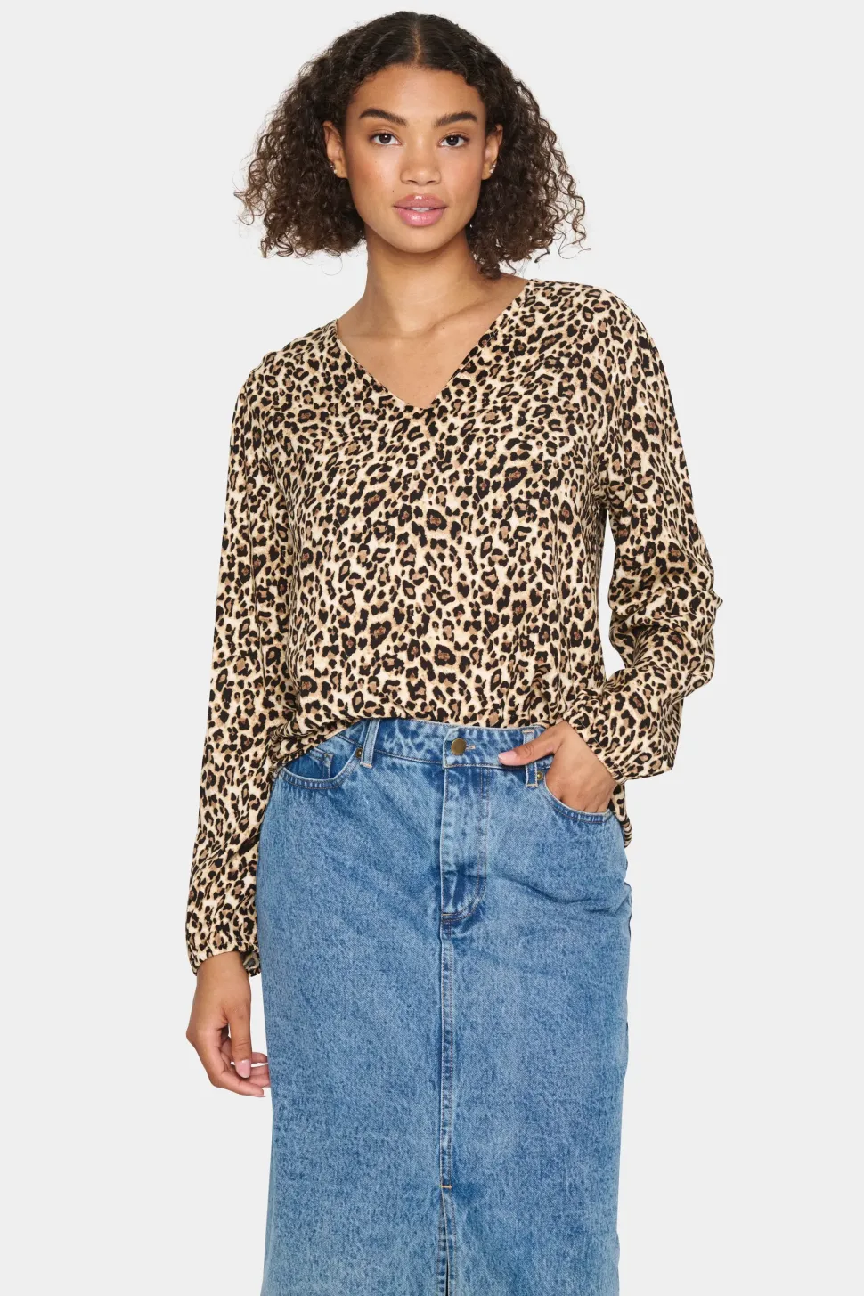 GazelSZ Long Sleeve V-neck Blouse-