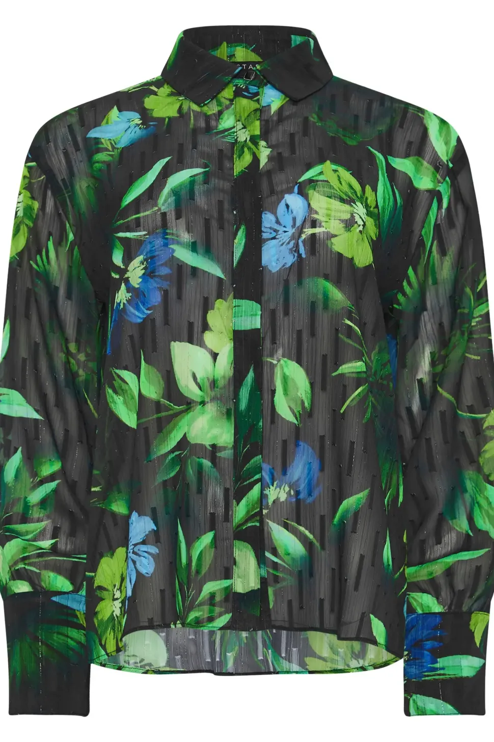 Gem Button Floral Print Shirt