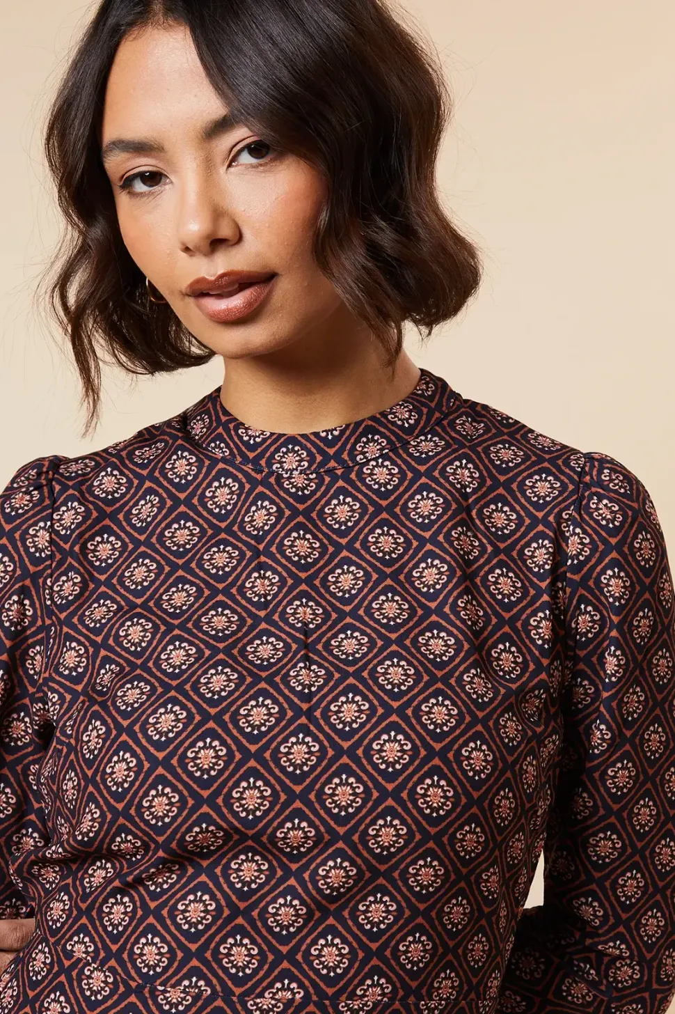 Geo Frill Hem Mini Dress