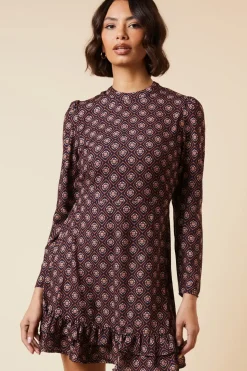 Geo Frill Hem Mini Dress