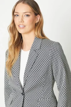 Geo Jacquard Longline Blazer