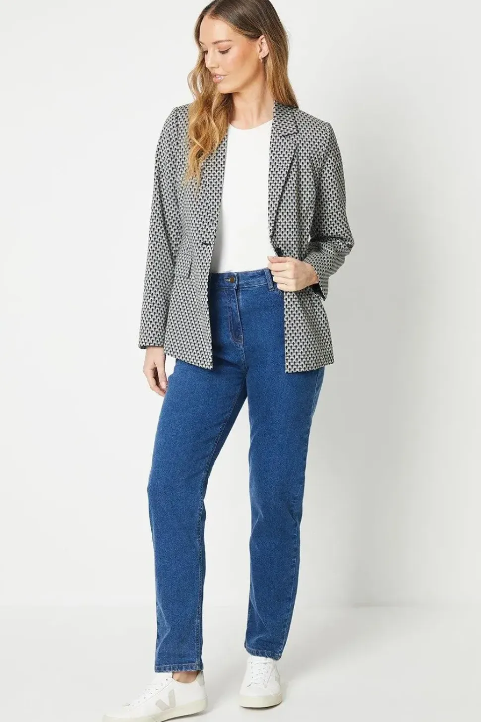 Geo Jacquard Longline Blazer
