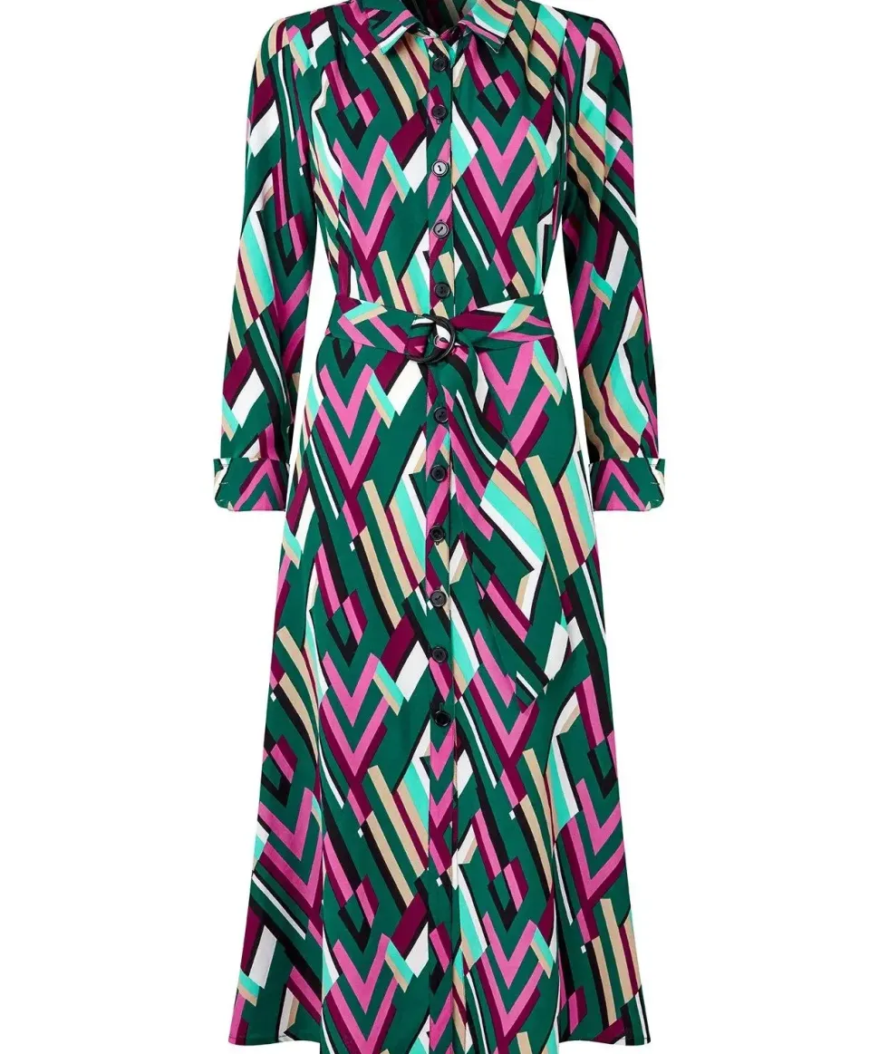 Geometric Midi Shirt Dress