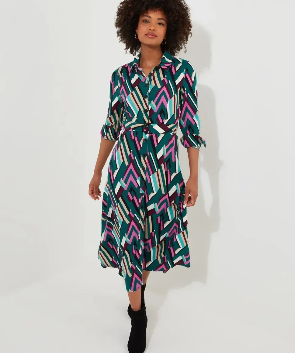 Geometric Midi Shirt Dress