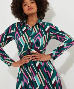Geometric Midi Shirt Dress