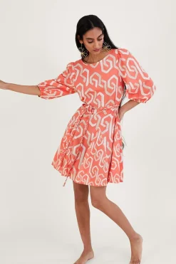 Geometric Print Cut-Out Back Short Dress