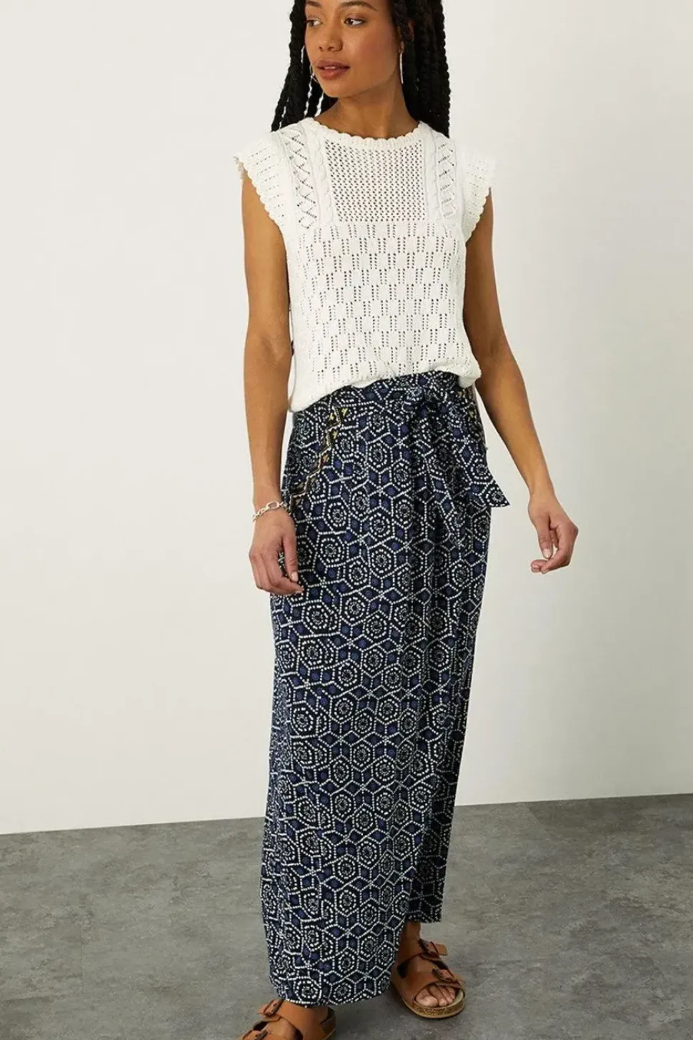 Geometric Print Jersey Maxi Skirt
