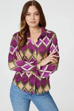 Geo Print Button Front Shirt