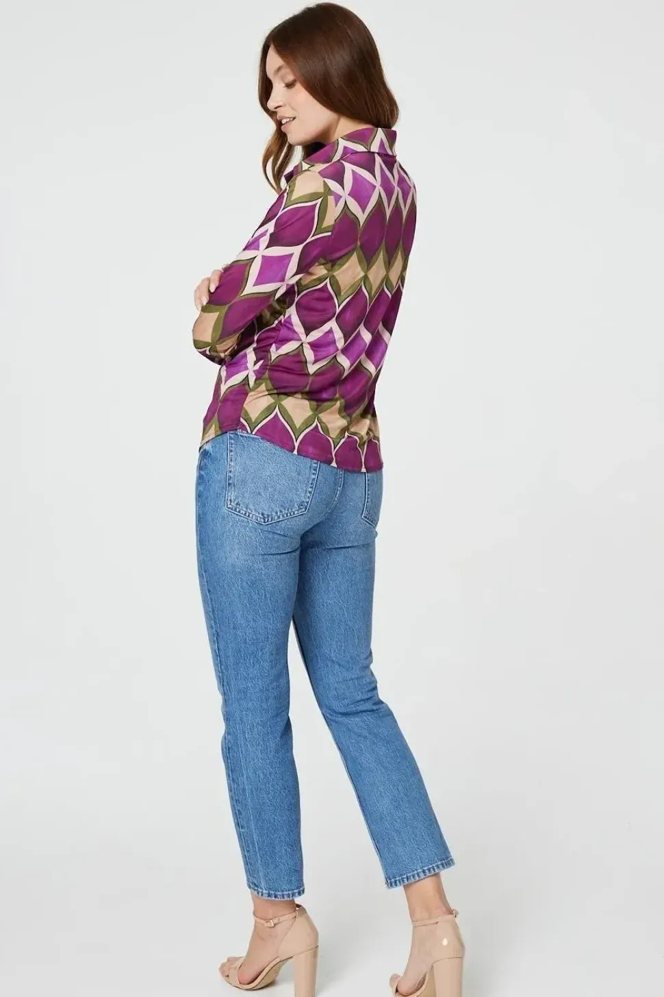 Geo Print Button Front Shirt