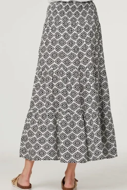Geo Print High Waist Maxi Skirt