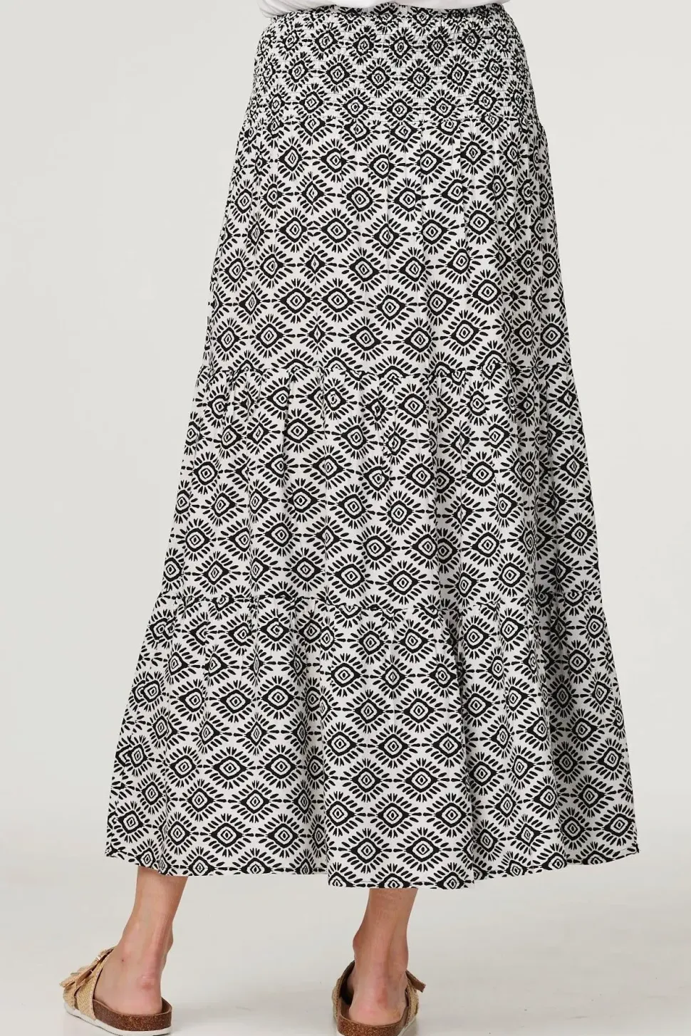 Geo Print High Waist Maxi Skirt