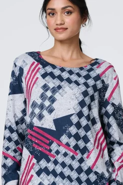 Geo Print Long Sleeve Tunic Top