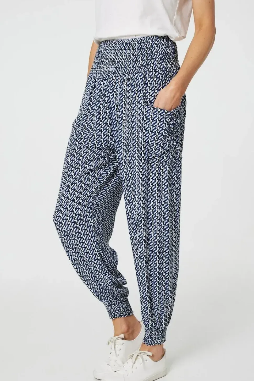 Geo Print Pocket Detail Harem Pants