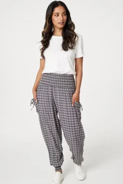 Geo Print Pull On Harem Pants