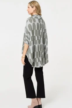 Geo Print Roll Neck Oversized Top