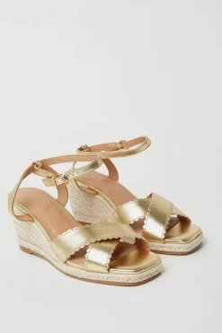 Georgiana Scalloped Cross Strap Espadrille Wedges