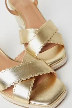 Georgiana Scalloped Cross Strap Espadrille Wedges