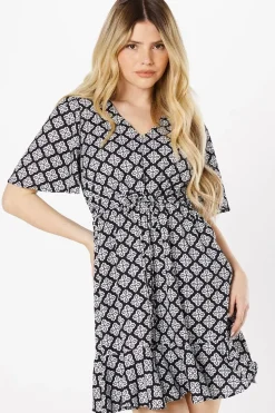Geo Tiered Hem Mini Dress