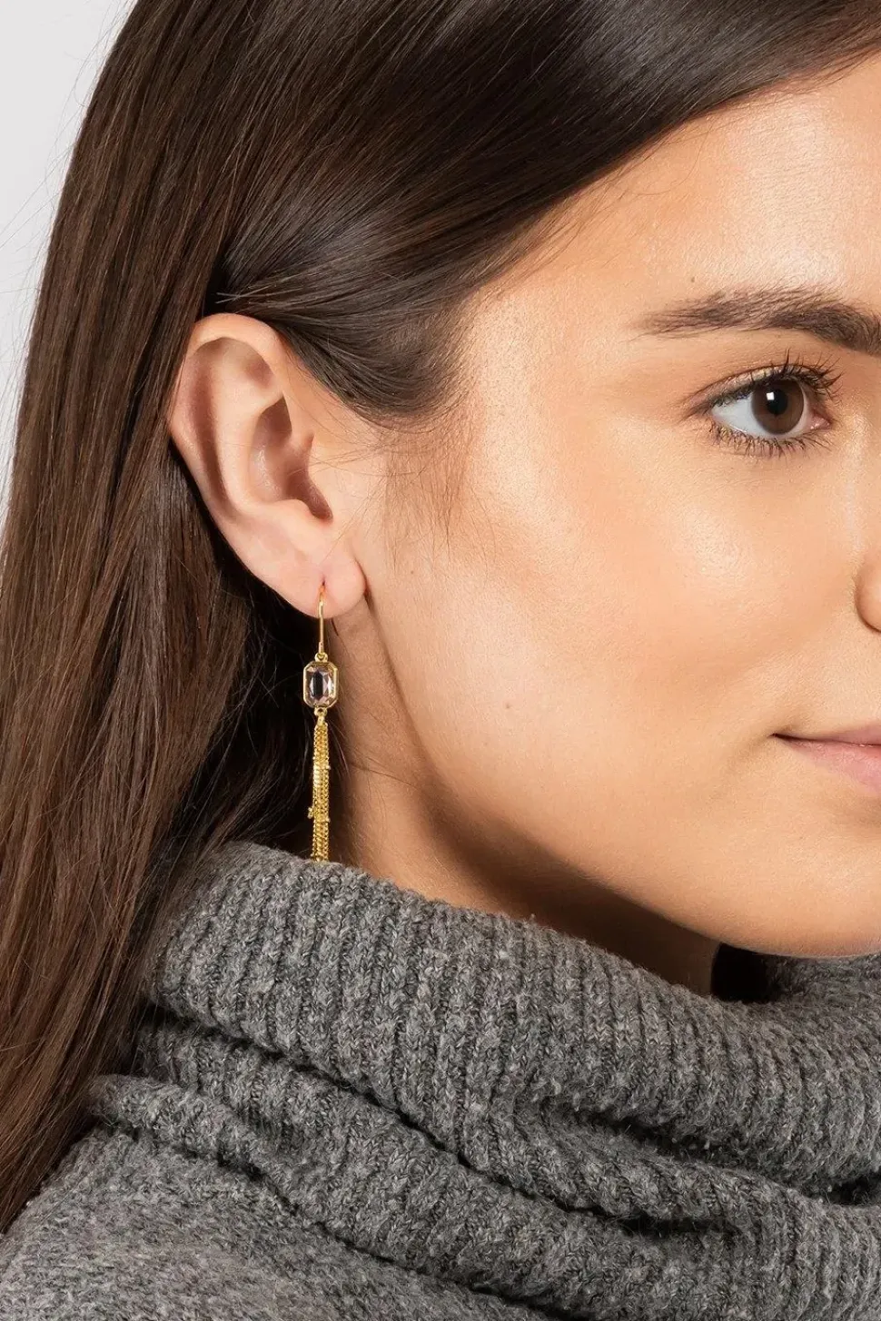 Gift Packaged 'Agatha' 18ct Yellow Gold 925 Silver & Pink Gemstone Drop Earrings