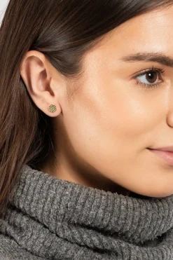 Gift Packaged 'Amoli' 18ct Yellow Gold Plated 925 Silver Geometric Stud Earrings