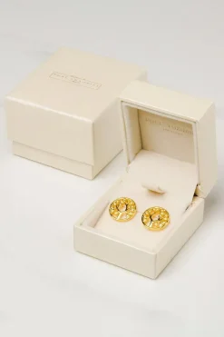 Gift Packaged 'Ana' 18ct Yellow Plated 925 Silver & Cubic Zirconia Branch Earrings