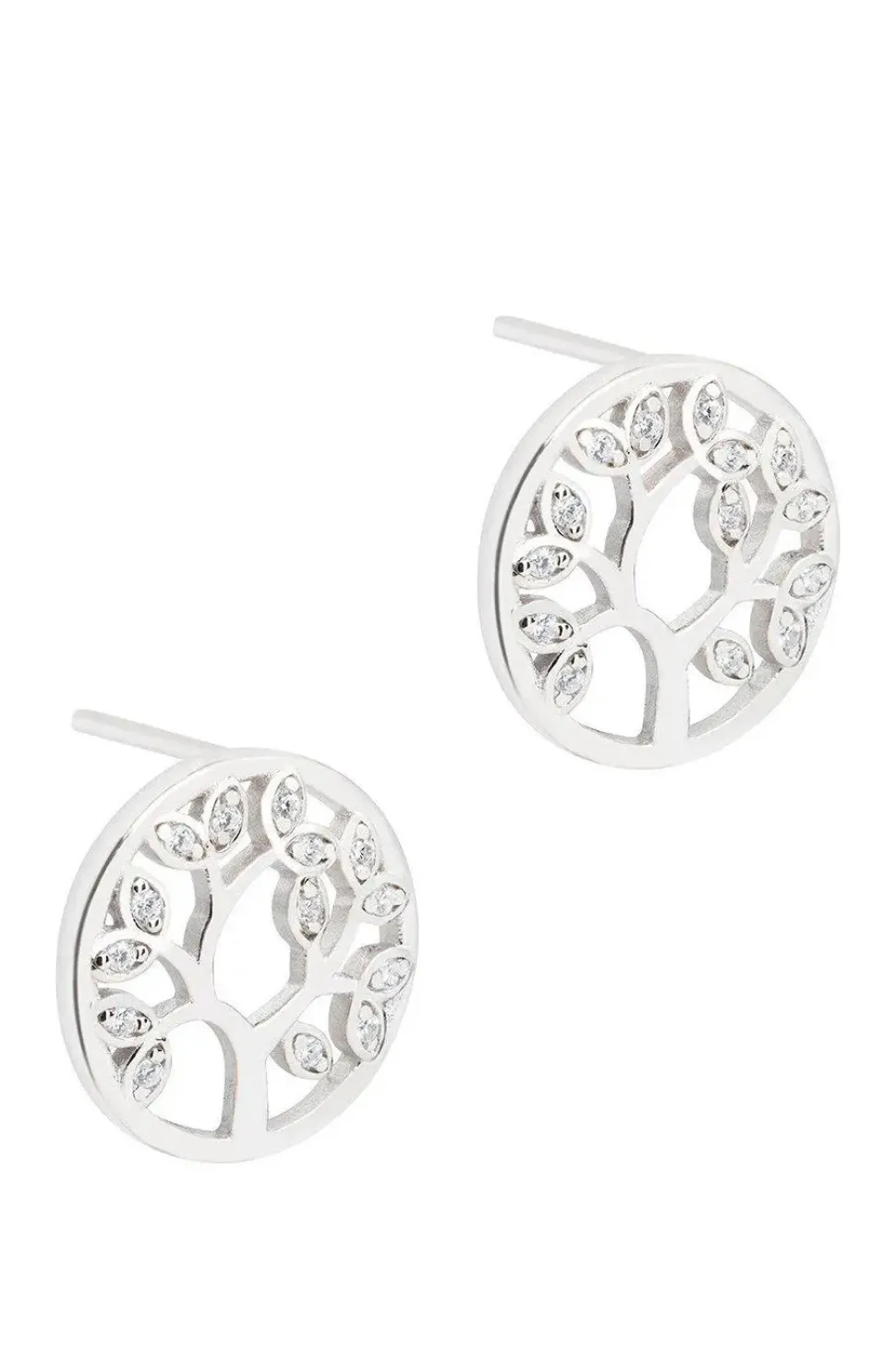 Gift Packaged 'Ana' Rhodium Plated 925 Silver & Cubic Zirconia Branch Earrings
