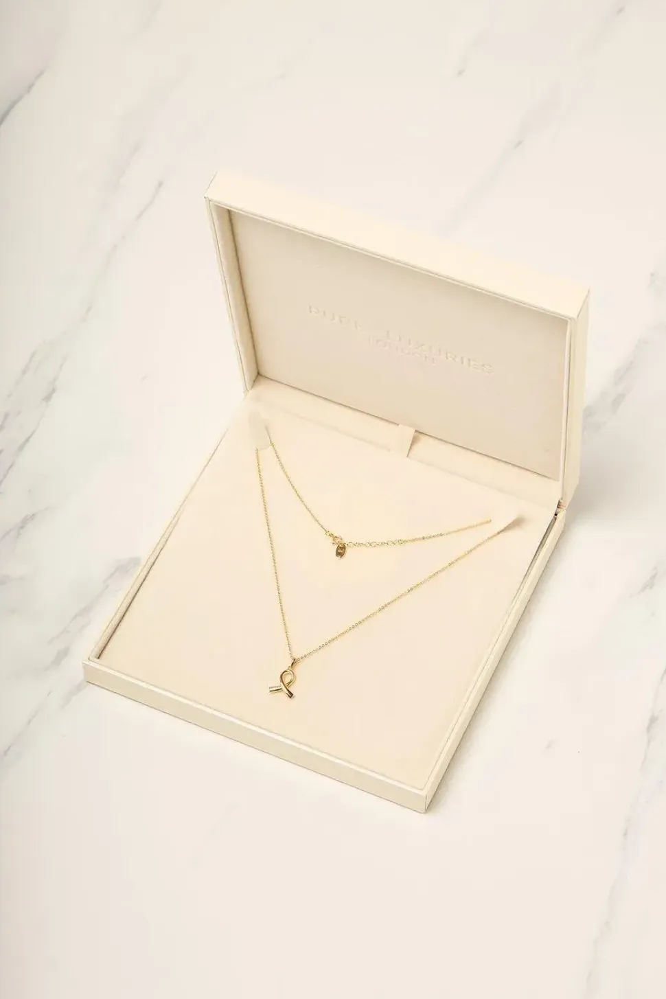 Gift Packaged 'Anson' 18ct Yellow Gold Plated 925 Silver Ribbon Design Necklace