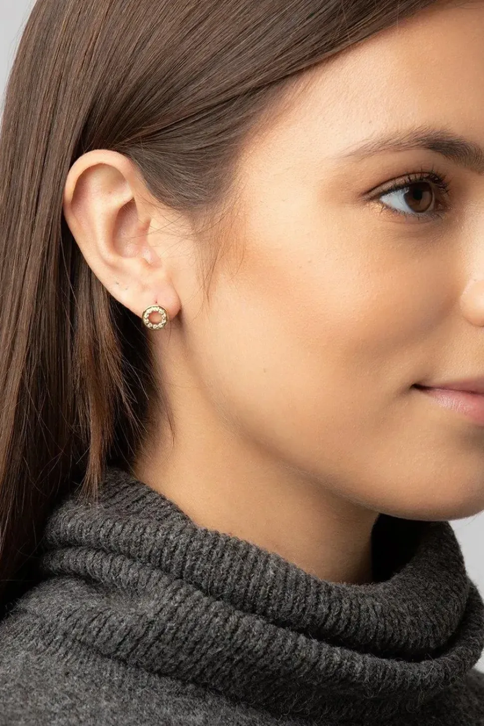 Gift Packaged 'Cezanne' 18ct Yellow Gold Plated 925 Silver with Cubic Zirconia Circle Earrings