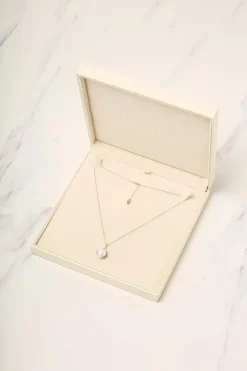 Gift Packaged 'Cosmos' Rhodium Plated 925 Silver Pearl Necklace