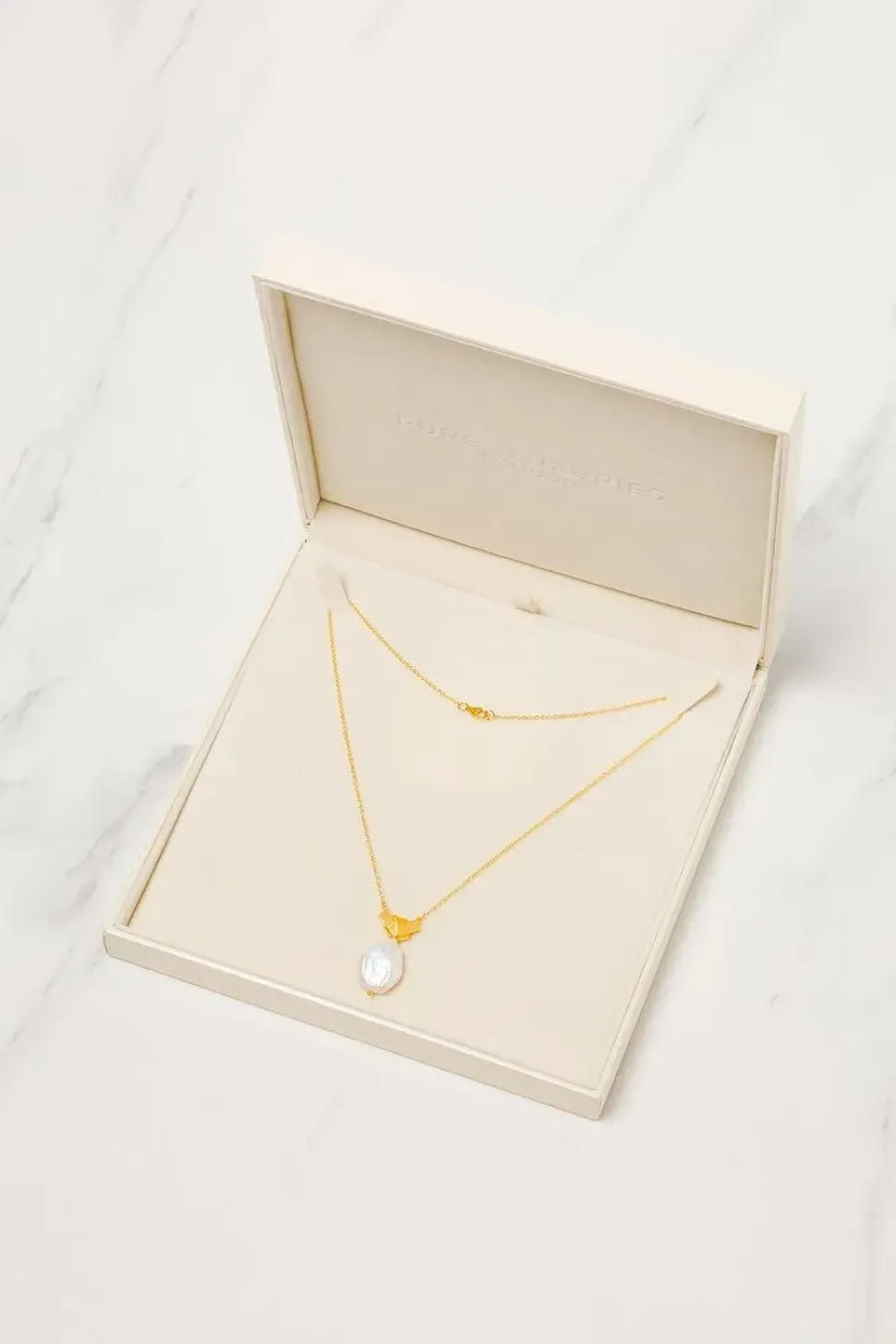 Gift Packaged 'Edna' 18ct Gold Plated Sterling Silver Pearl Necklace