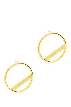 Gift Packaged 'Equinox' 18ct Yellow Gold Plated 925 Silver & Cubic Zirconia Earrings