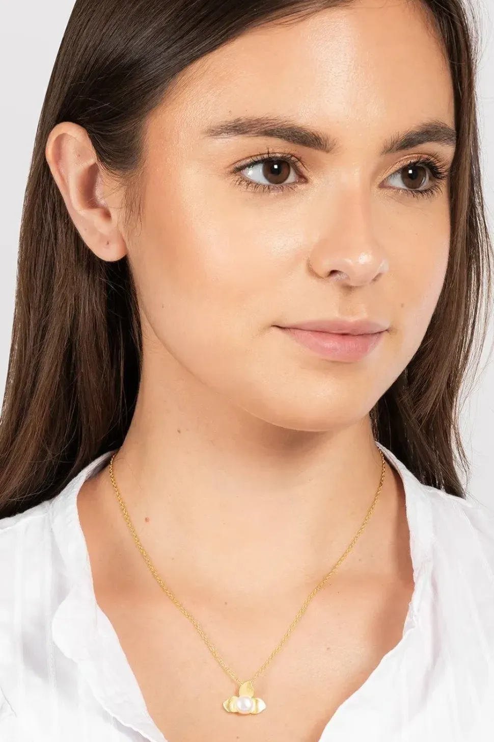 Gift Packaged 'Everleigh' 18ct Yellow Gold 925 Silver & Pearl Necklace