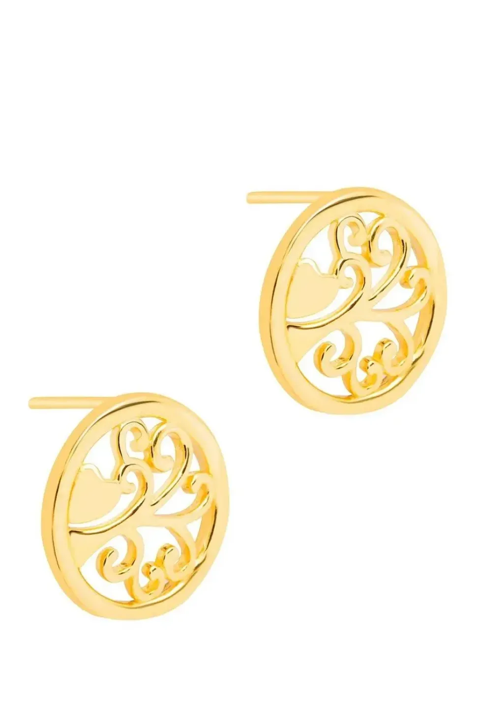 Gift Packaged 'Fosette' 18ct Yellow Gold 925 Silver Branch Earrings