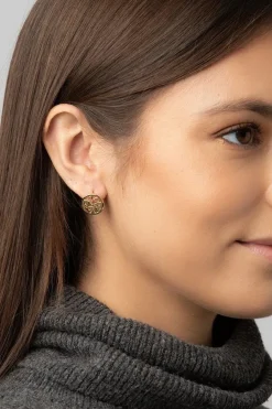 Gift Packaged 'Fosette' 18ct Yellow Gold 925 Silver Branch Earrings