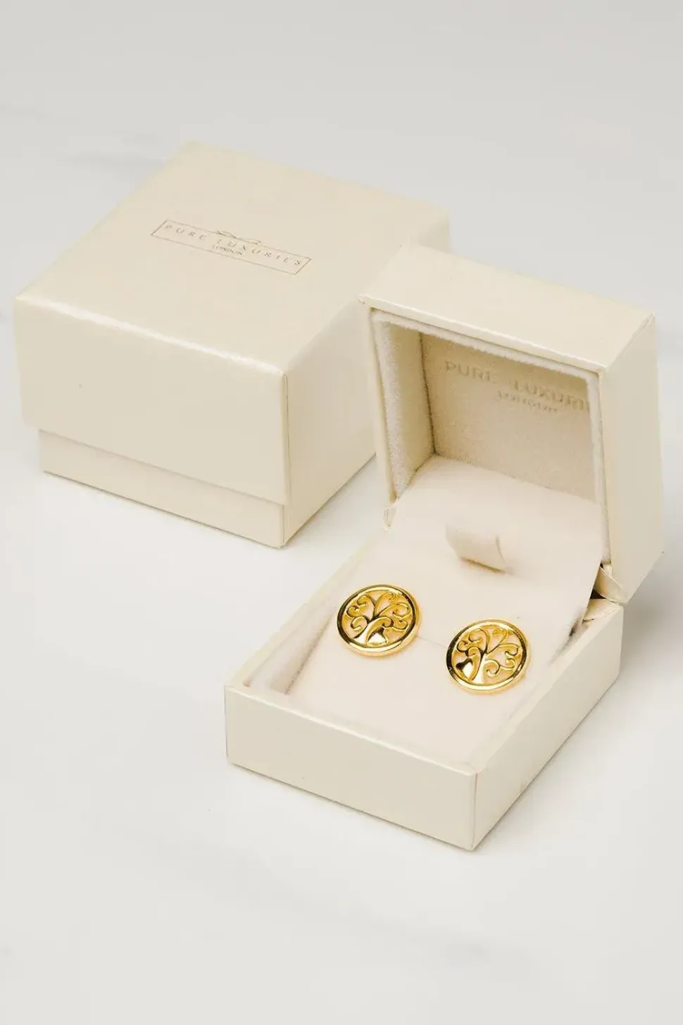 Gift Packaged 'Fosette' 18ct Yellow Gold 925 Silver Branch Earrings