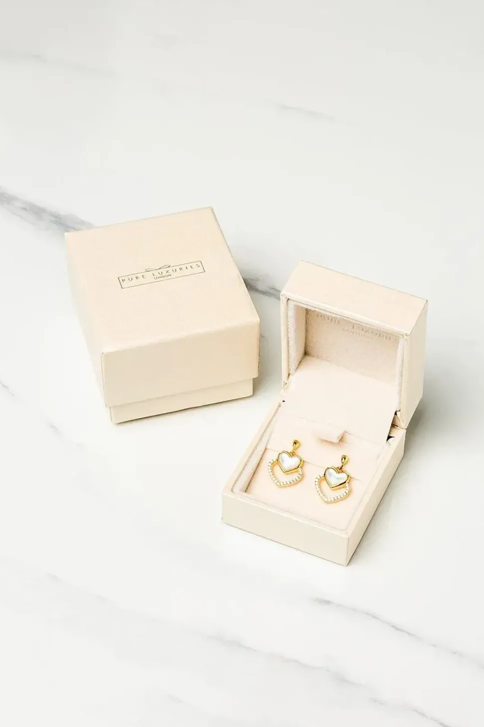 Gift Packaged 'Galli' 18ct Yellow Gold Plated 925 Silver & Shell Pearl Heart Earrings