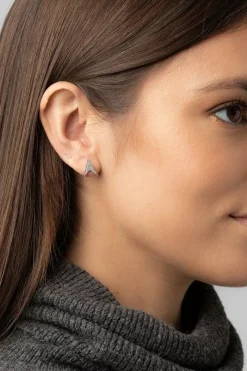 Gift Packaged 'Ines' Rhodium Plated 925 Silver Arrow Earrings