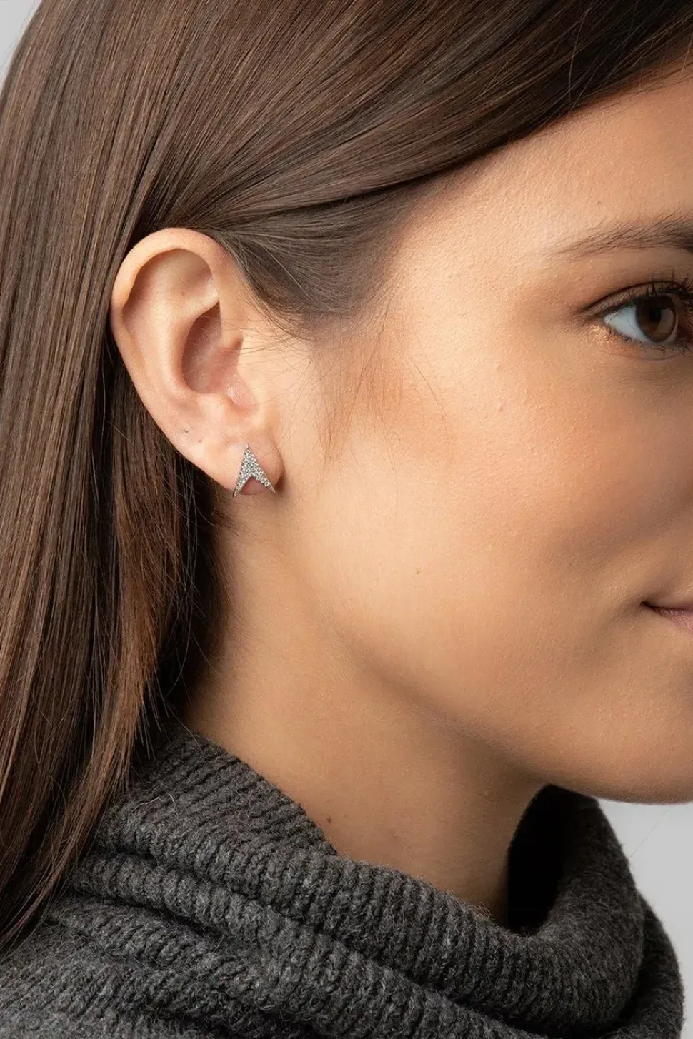 Gift Packaged 'Ines' Rhodium Plated 925 Silver Arrow Earrings