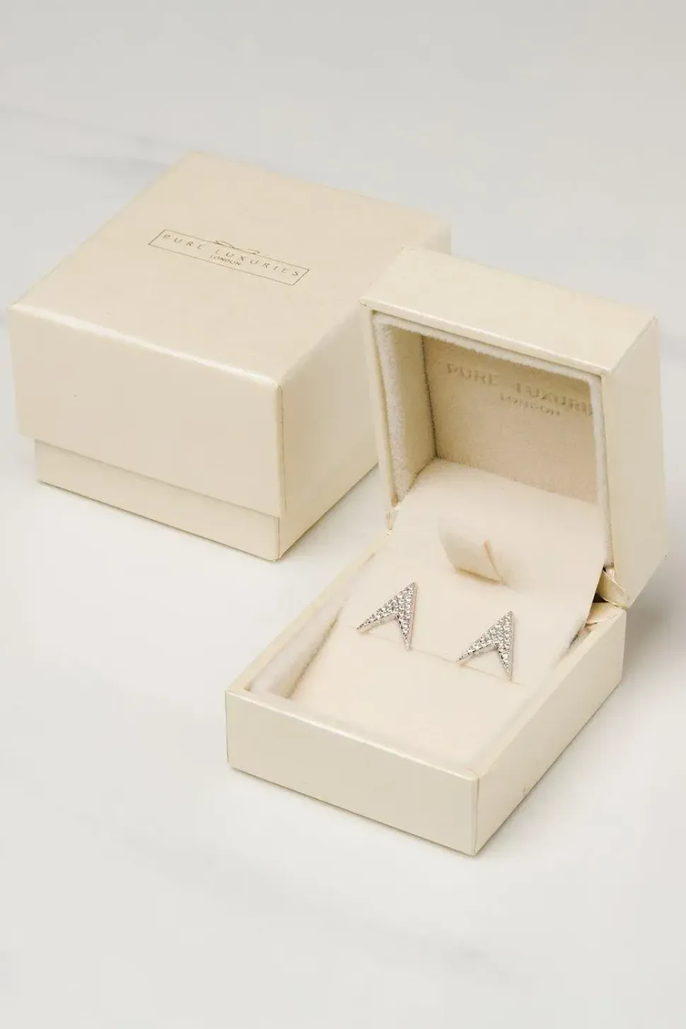 Gift Packaged 'Ines' Rhodium Plated 925 Silver Arrow Earrings
