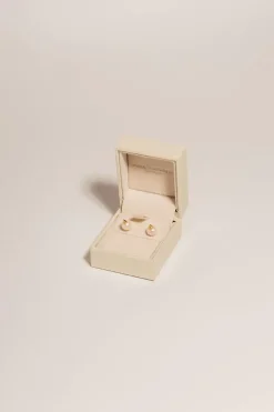 Gift Packaged 'Lysha' 18ct Yellow Gold Plated 925 Silver Cone & Freshwater Pearl Stud Earrings