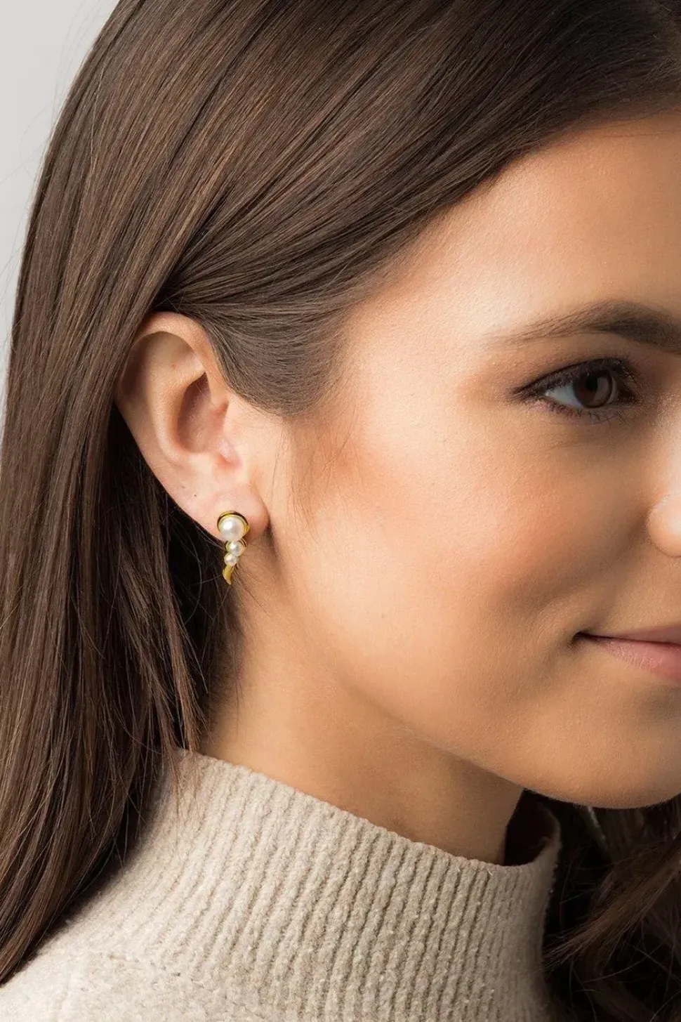 Gift Packaged 'Miletto' 18ct Yellow Gold Plated 925 Silver & Freshwater Pearl Earrings