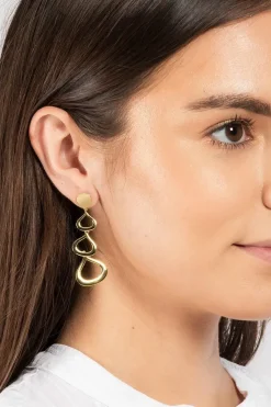 Gift Packaged 'Samara' 18ct Yellow Gold Plated 925 Silver Cut-Out Raindrop Drop Earrings