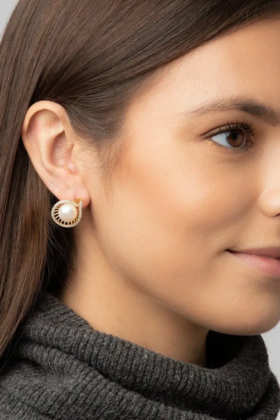 Gift Packaged 'Sara' 18ct Yellow Gold Plated 925 Silver & Pearl Spiral Earrings