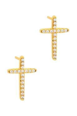 Gift Packaged 'Strand' 18ct Yellow Gold Plated 925 Silver & Cubic Zirconia Earrings