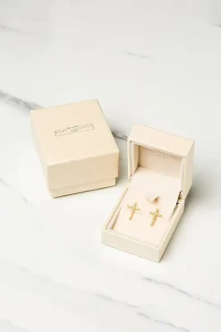 Gift Packaged 'Strand' 18ct Yellow Gold Plated 925 Silver & Cubic Zirconia Earrings