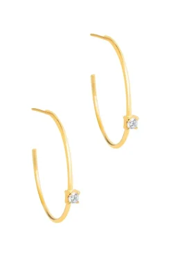 Gift Packaged 'Vilma' 18ct Yellow Gold Plated 925 Silver Open Hoop Earrings