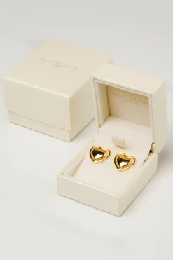 Gift Packaged 'Violette' 18ct Gold Plated 925 Silver Heart Earrings