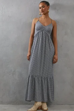 Gingham Check Strappy Maxi Sundress