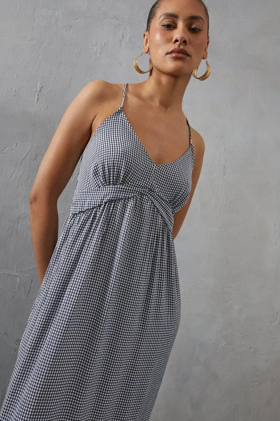 Gingham Check Strappy Maxi Sundress