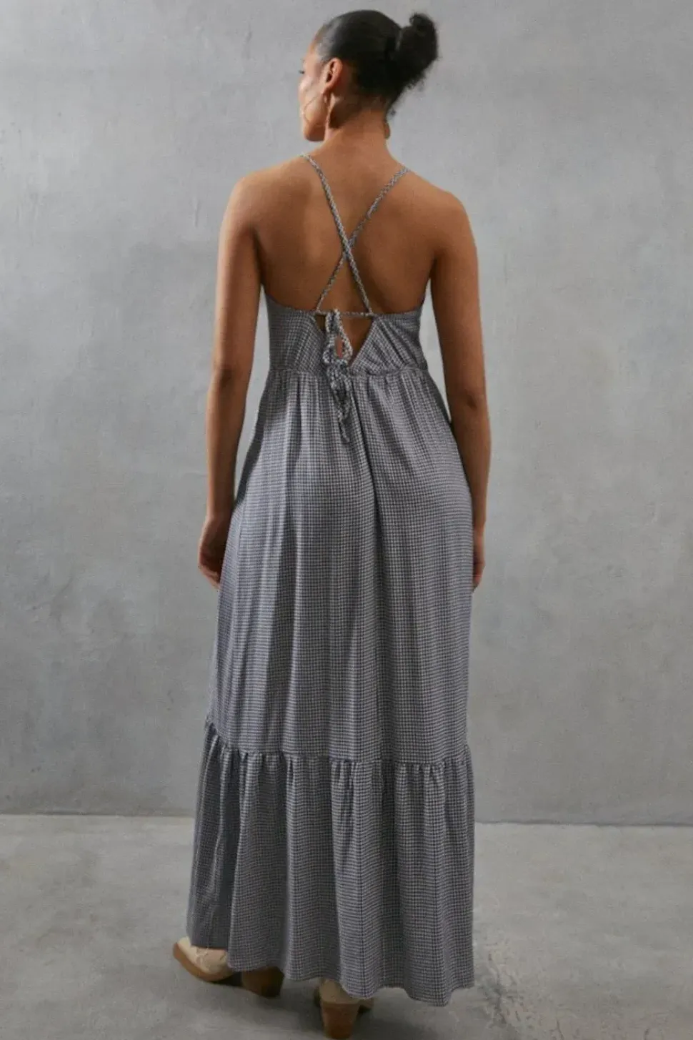 Gingham Check Strappy Maxi Sundress